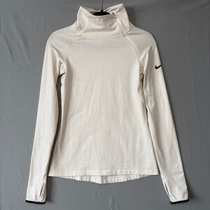 Nike Pro Womens Hyperwarm Vixen Snakeskin Top Size S Ivory Long Sleeve Sporty